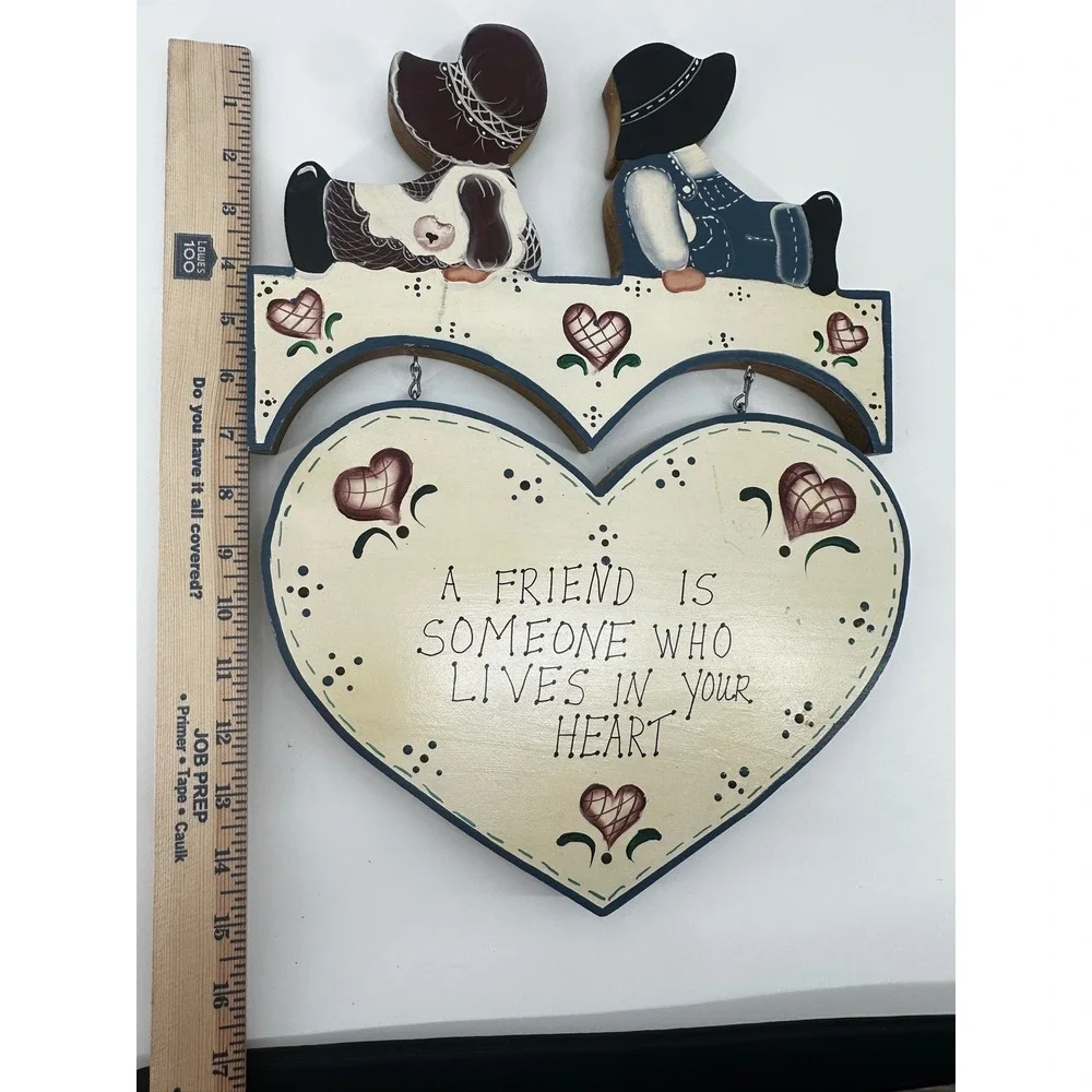 Vintage Cottagecore Wood Wall Plaque A Friend Is Someone Who Lives In Your Heart